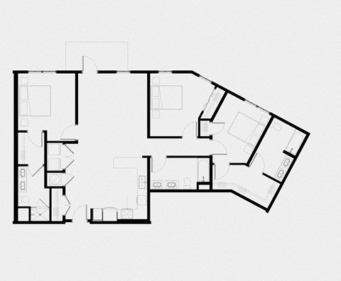 A black and white image of a floor plan for a house.